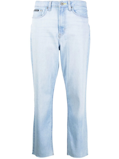 Dkny Women's Broome Cropped Distressed Jeans In Ice Wash