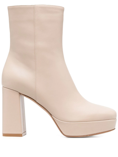 Gianvito Rossi 100mm Leather Ankle Boots In Neutrals