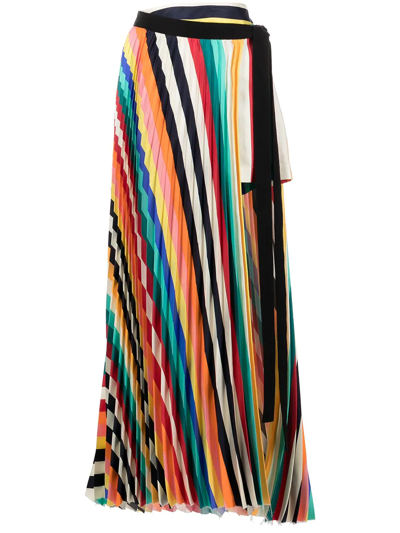 Monse Stripe-print Pleated Skirt In Rainbow