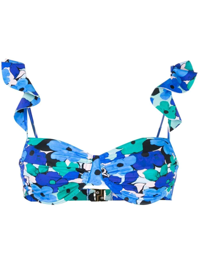 Rebecca Vallance Puglia Frill Balconette Bikini Top In Royal Blue