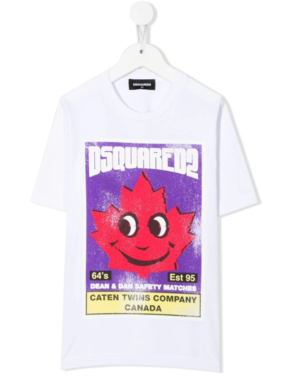 Dsquared2 Kids' Graphic-print Cotton T-shirt In White