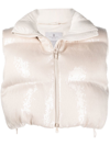 Brunello Cucinelli Dazzling Paillete Crop Down Vest In White
