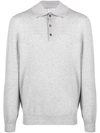 Brunello Cucinelli Long-sleeve Cashmere Polo Shirt In Gray
