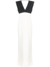 Brunello Cucinelli Two-tone Mixed-media Column Gown In Neutrals