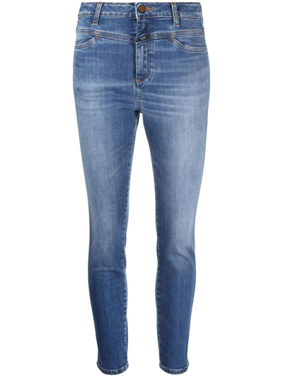 Closed Skinny Pusher Cropped Jeans In Blue