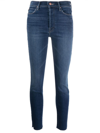 Mother Looker Distressed High-rise Skinny Jeans In Blue