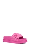 New York And Company Camilia Flower Strap Platform Slide Sandal In Pink