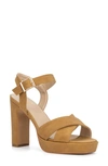 New York And Company Adalia Womens Faux Suede Ankle Strap Platform Sandals In Tan