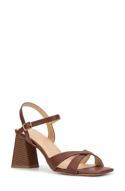 New York And Company Kathie Heeled Sandal In Cognac