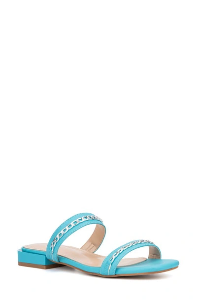 New York And Company Becki Flat Sandal In Scuba Blue
