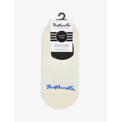 Pantherella Logo Cotton-blend Invisible Socks In Cream