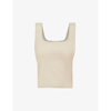 Vince Square-neck Cropped Stretch-cotton Top In Smokey Quartz-232smq