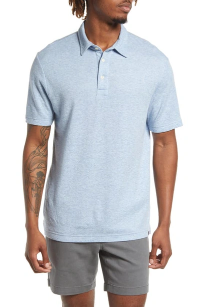 Faherty Cloud Cotton Blend Polo In Light Blue Heather