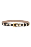 Khaite Benny Skinny Patent Leather Studded Belt In 200 Black