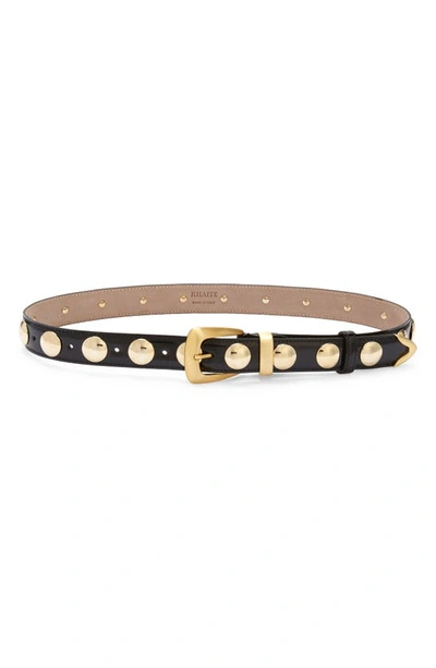 Khaite Benny Skinny Patent Leather Studded Belt In Nero