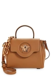 Versace La Medusa Small Handbag In Tawny Brown
