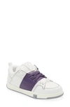 Valentino Garavani Open Skate Leather Low Top Sneakers In White,purple