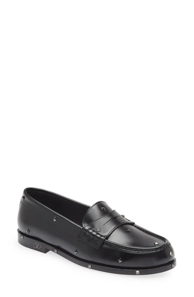 Valentino Garavani Aristopunk Studded Penny Loafer In Black