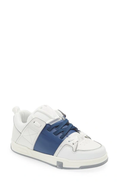 Valentino Garavani White & Navy Open Skate Low-top Sneakers In White/blue