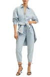 MANGO LONG SLEEVE DENIM ZIP JUMPSUIT