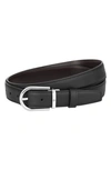 MONTBLANC REVERSIBLE HORSESHOE BUCKLE CALFSKIN LEATHER BELT