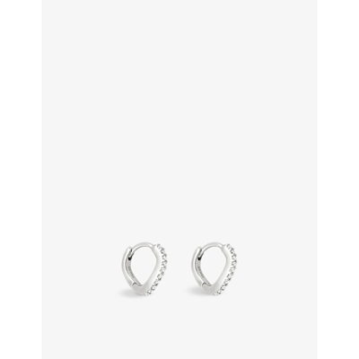 Astrid & Miyu Wave 18ct White-gold Plated Recycled 925 Sterling-silver And Cubic Zirconia Huggie Hoop Earrings