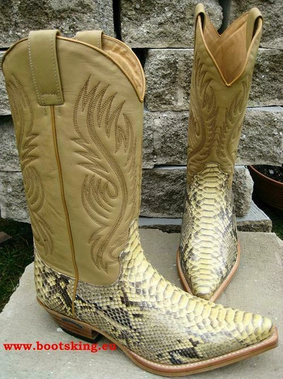 Pre-owned Sendra Boots Schlange Cowboystiefel Westernstiefel Python Handmade Gr. 39 Bis 46