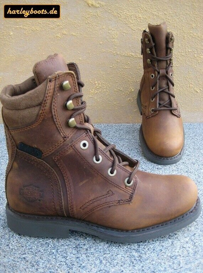 Pre-owned Harley-davidson Harley Davidson Boots Darnel Braun Kult Geschnürte Bikerboots Gr. 40 Bis 46