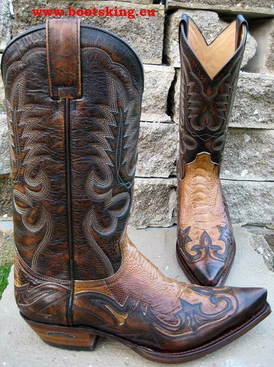 Pre-owned Sendra Boots Strauss - Leder Braun Cowboystiefel Westernstiefel Gr. 38 Bis 44