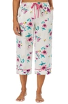 Room Service Pjs Wide Leg Crop Pajama Pants In White Ground Floral