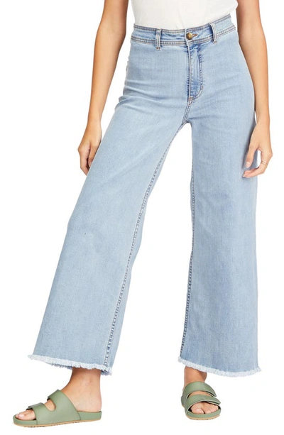 Billabong Free Fall Frayed Wide Leg Trouser Jeans In Sweet Blue