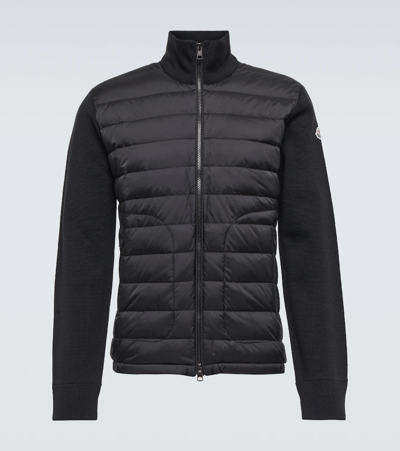 Moncler Paneled Down-padded Jacket In Black