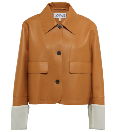 Loewe Leather Jacket In Warm Desert