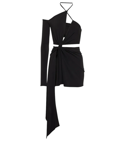 Monot Asymmetric Cutout Mini Dress In Black