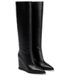 GIANVITO ROSSI LEATHER WEDGE KNEE-HIGH BOOTS