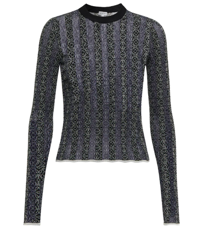 Loewe Anagram-print Devore Knit Sweater In Blue,black
