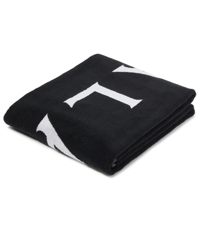 Alaïa Logo Jacquard Cotton Towel In Noir/blanc