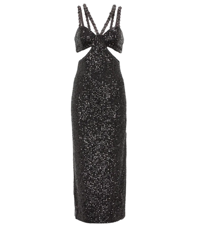 Rebecca Vallance Missing Hours Sequinned Cut-out Midi Dress In Black