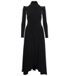 Khaite Dasa Cold-shoulder Paneled Pleated Stretch-jersey Halterneck Midi Dress In Black