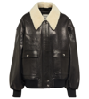 Khaite Shellar Shearling Collar Leather Aviator Jacket In Black