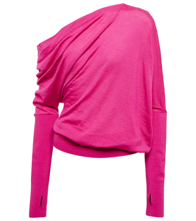 Tom Ford One-shoulder Cashmere And Silk-blend Jumper In Pink