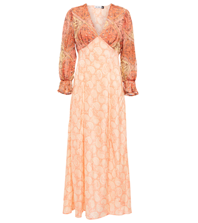 Rixo London Aoife Paisley-printed Silk Dress In Gold