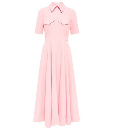 Emilia Wickstead Alice Pink Textured Midi Dress In Light Pink