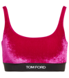 Tom Ford Logo Band Velvet Bralette In Raspberry