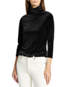 L Agence Aja Tortoiseshell Print Jersey Turtleneck Top In Black Velvet