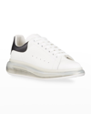 Alexander Mcqueen Exaggerated-sole Suede-trimmed Leather Sneakers In White Pattern
