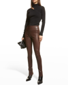 Sprwmn High-waist Leather Ankle Leggings In Anthracite