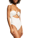 Weworewhat O-ring Textured Strapless One-piece Swimsuit In Off White