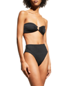 Weworewhat U-ring Textured Bandeau Bikini Top In Black