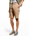 Brunello Cucinelli Men's Bermuda Flat-front Shorts In C5002 Brown